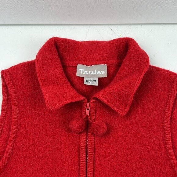 Vintage Red TanJay Full Zipper with black & white appliques pompom tassle - Picture 10 of 11